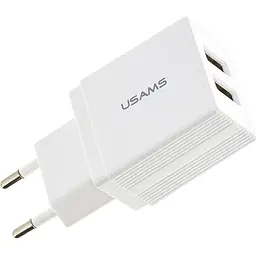Мережевий зарядний пристрій Usams T24 double USB 2.1A White [64231] - мініатюра 6