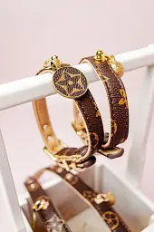 Нашийник для собак в стилі Louis Vuitton з кулончиком S
