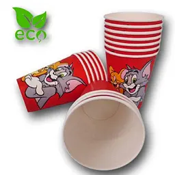 Одноразові паперові стакани з малюнком для напоїв "Tom and Jerry" об'ємом 400 мл 50 шт/уп.