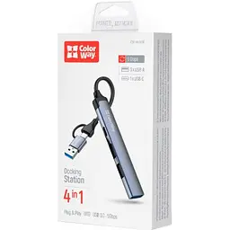 Концентратор ColorWay USB-A/USB-C 4-in-1 USB2.0х2/USB3.0/USB-C2.0 (CW-HUB06) - мініатюра 5