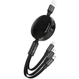 Дата кабель Hoco X78 Easy pull storage 3in1 (1m) Black - мініатюра 2