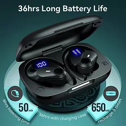 Спортивні бездротові Bluetooth навушники TWS T59, з індикатором заряду і кнопками управління та LED-дисплеєм - мініатюра 6