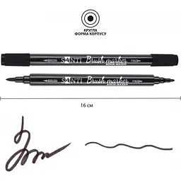 Маркер акварельний Santi Brush Marker SWB-32 чорний двосторонній 6 шт. (391088) - мініатюра 3