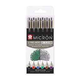 Набір лайнерів Pigma Micron 01 BASIC 6 кольорів Sakura