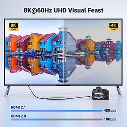 Кабель Ugreen HD163 Cable Mini HDMI to HDMI 2.1 8K 60Hz 1m Grey (6941876215140) - мініатюра 3