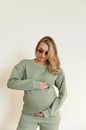 Жіночий теплий світшот для вагітних та годування груддю Berlin L-XL (46-48) Lullababe Оливковий