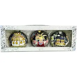 Набір ялинкових куль Санта Шоп Рік Кози 10 см 3 шт. (4820001262858)
