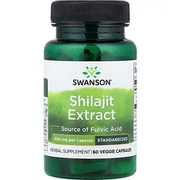 Екстракт шиладжиту Swanson Shilajit Extract Standardized 400 мг 60 веганських капсул