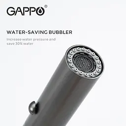 Змішувач для кухні Gappo G4398-51 з гнучким виливом, 2 режими, чорний, Чорний матовий - мініатюра 4