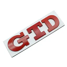Емблема напис GTD для Volkswagen червона 84х23 мм метал (на скотчі)