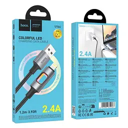 Кабель Hoco U144 New charging data cable iP Black - мініатюра 2
