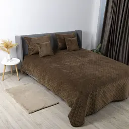 Покривало ТЕП велюрове Velour 150x210 см коричневе Ромб круглий - мініатюра 3