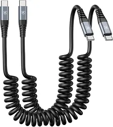 Кабель USB C до C 3 фута 2 пачки Спіральний USB C Зарядний кабель для автомобіля типу C Кабель швидкого заряджання для iPhone 17/1