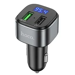 Адаптер автомобильный HOCO Fighter BT FM transmitter E67 BT5.0, 2USB, U Disk, 3A, QC