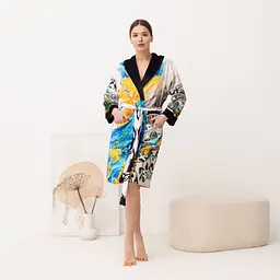 Халат жіночий з плюшевого велюру ексклюзивний Ukrainian soul 18343 L-XL - мініатюра 2