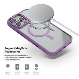 Чехол Apple iPhone 16 Pro Max, Unit MagSafe, розовый, прозрачный, магсейф, противоударный, магнитный, панель-накладка с поддержкой MagSafe, с поддержкой беспроводной зарядки, TPU+PC, защита всего корпуса, ударопрочный, ArmorStandart (ARM78719) - мініатюра 4