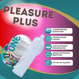 Презерватив One Pleasure Plus з повітряною ребристою капсулою 1 шт. - мініатюра 2