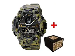Чоловічий наручний годинник 001 Тризуб срібло Camo Green Awarder acs0032026 - мініатюра 2