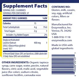 Корінь солодки (лакриці) Enzymedica DGL Stomach Soothe Gummies зі смаком німецького шоколаду 74 жувальні цукерки - мініатюра 2