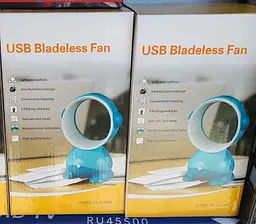 Настільний портативний міні вентилятор USB Bladeless Fan MX-483 Блакитний - мініатюра 6