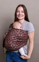 Жакардовий слінг з кільцями для малюків 0 - 36 місяців Coolbabka Feathers Шоколадний - мініатюра 3