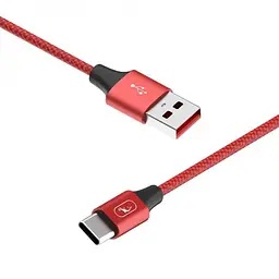 Кабель SkyDolphin S55T Neylon USB - USB Type-C (M/M), 1 м, Червоний (SDUSB-000437) - мініатюра 2