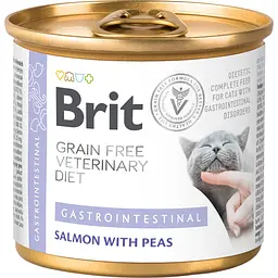 Влажный корм для кошек Brit GF Veterinary Diet Cat Cans Gastrointestinal лосось и горох 200 г