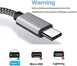 Кабель USB-A → USB-C Yosou 2 м (2 шт.), швидка зарядка 3A - мініатюра 2