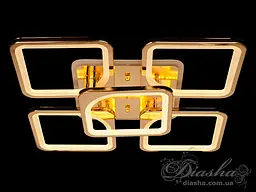 Люстра стельова LED Diasha 8060/4+1G, 150W, 6500K, золото, сучасний стиль з пультом та диммером