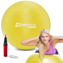 Фітбол Hop-Sport 75см жовтий + насос 2020 - мініатюра 3