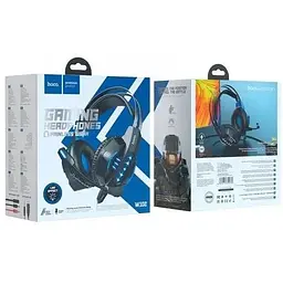 Навушники Hoco W102 gaming Cool tour headphones LED підсвічування повнорозмірні чорно сині 6931474740939 - мініатюра 3