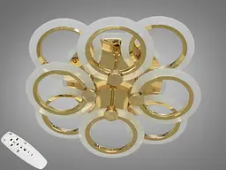 Золота LED люстра з пультом, диммером і кольоровою підсвіткою, 110W