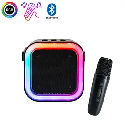 Портативна колонка з мікрофоном блютуз караоке колонка музична чорна Colorful Karaoke K12 Black - мініатюра 3