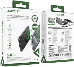 Портативний акумулятор - бездротове зарядне Acefast M8 Magnetic Wireless 5000mAh 18W QI 7.5W Чорний - мініатюра 5