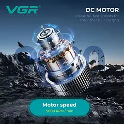 Тример акумуляторний для стрижки волосся VGR V-299, 4 насадки, 9000 об/хв, LED дисплей, синій - мініатюра 6