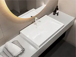 Умивальник Miraggio AGNESS 750 (0000153) Miramarble, Глянцевий, Накладний/Врізний, Білий - мініатюра 7