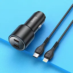Адаптер автомобільний із кабелем HOCO NZ3 Type-C to Lightning Cable Clear way dual port car charger set 2Type-C - мініатюра 4
