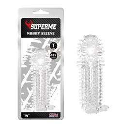 Насадка на пеніс Super Me Nubby Sleeve 14.5 см прозорий - мініатюра 2