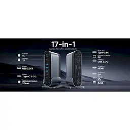 USB-хаб Baseus UnionJoy 17-Port Triple-Display Gray (B00532304811-00) [158346] - мініатюра 5