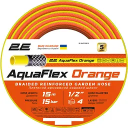 Шланг для поливу 2Е AquaFlex Orange 1/2" 15 м (2E-GHE12OE15)