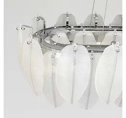 Підвісна овальна люстра Artlight 21824-80+30CH хромована на 8 ламп E14 з матовим скляним пір'ям - мініатюра 3