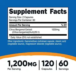 Цитрусовий бергамот Nutricost 1200 мг 120 капсул - мініатюра 3