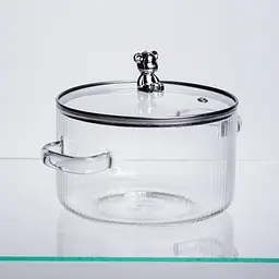 Каструля Yiwu Crystal Bear HP-34-39 з термостійкого боросилікатного скла 2 л з ручкою Ведмедик, жароміцна - мініатюра 4