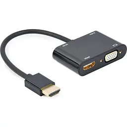 Адаптер-переходник HDMI на HDMI/VGA+Аудио 3.5 (A-HDMIM-HDMIFVGAF-01)