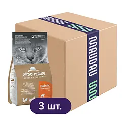 Набір сухого корму для котів Almo Nature Holistic Cat 2+1 з куркою та ідичкою 1.2 кг (400 г х 3 шт.)