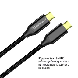 Дата кабель USB-C to USB-C 1.0m USB3.2 (20Gbps 4K PD100W) Gen2 5А black ColorWay (CW-CBPDCC062-BK) - мініатюра 11