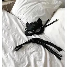 BDSM маска кішки + чокер з шипами + батіг - мініатюра 4