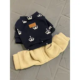 Костюм для собак бежеві штани, принт Корони на спинці, синій S Cheepet zoo0006125