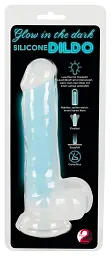 Фалоімітатор Glow in the Dark Silicone Dildo 20.5 см блакитний - мініатюра 7