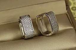 Сережки Xuping Jewelry квадратні кільця 1.8 см сріблясті - мініатюра 2